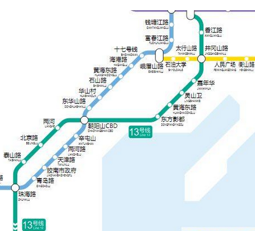 青岛地铁13号线站点分布图